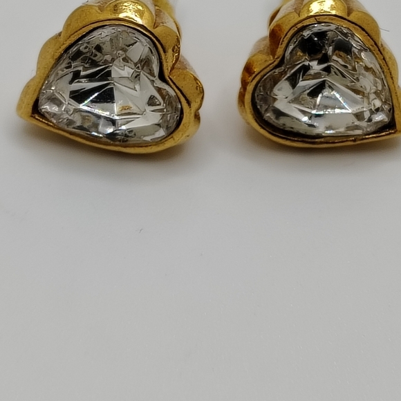 Avon Heart Crystal Vtg Earrings - Picture 3 of 5